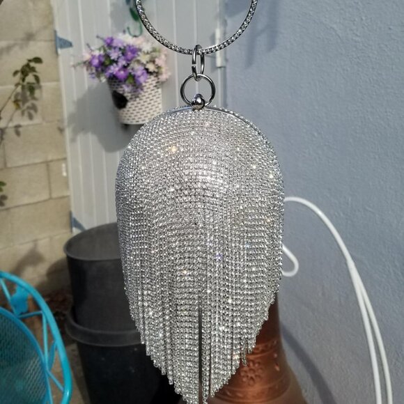 Neiman Marcus Luxury Round Ball Crystal Evening Clutch Purse - Picture 2 of 4